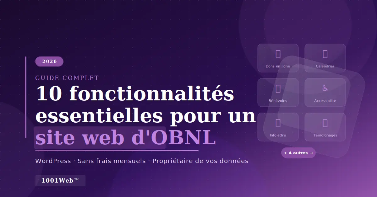 10 fonctionnalités essentielles site web OBNL [2026] | 1001Web™